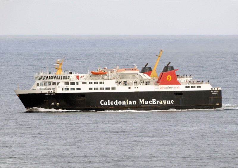 The Isle of Lewis midway between Ullapool and Stornoway as seen from the deck of the Queen Mary 2 in September 2011.