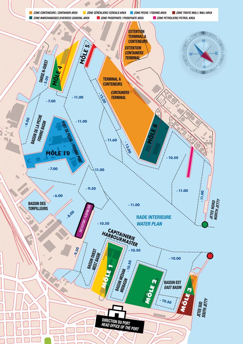 Map of the port of Dakar