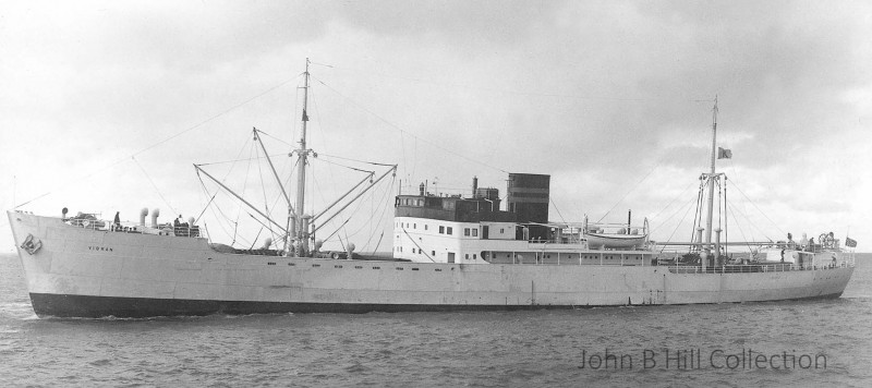 The 2,997grt reefer Vibran was built in 1935 by Helsingor Vaerft at Elsinore. She departed Cardiff on 18th September 1942 alone in ballast for Halifax. She was torpedoed and sunk on 24th by German submarine U-582. 34 Norwegian crew, 3 British, and 11 passengers died. There were no survivors.