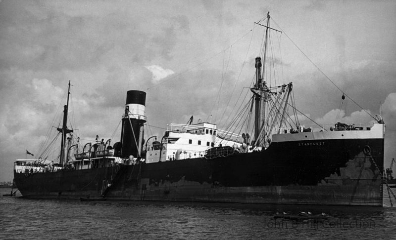 The 7,976grt Stanfleet was built in 1920 by Barclay, Curle at Whiteinch as the Otaki for New Zealand Shipping Co., after being laid down as the War Jupiter. In 1934 she joined Clan Line as Clan Robertson and then moved to Stanhope in 1938. In 1939 she became Pacific Star of Blue Star Line. On 27th October 1942 she was torpedoed and sunk by U-509 off the Canaries while on a voyage from Rosario to Liverpool with frozen meat.