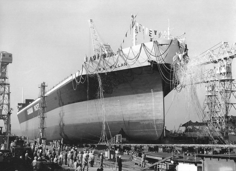 The launch of the H.R. MacMillan at the Mitsubishi yard at Hiroshima on 31st October 1967.