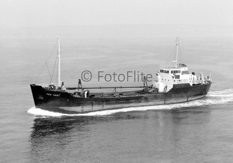 The 496grt Pen Dart was built in 1957 by P. K. Harris at Appledore as the Sand Dart for South Coast Shipping. She joined Penfolds as Pen Dart in 1964. In 1973 she moved to ARC Marine as Arco Dart and in 1978 she was sold to Marisant Ltd. as Irini. In 1985 they renamed her Skorpios and in 2000 she reverted to Irini. She is still in service. Photo FotoFlite