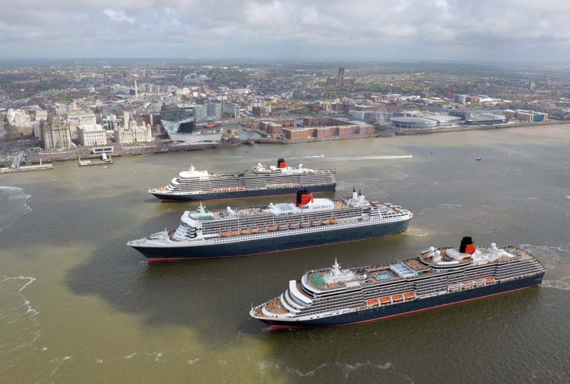 CUNARDS THREE QUEENS MEET IN THE MERSEY TO CELEBRATE 175TH ANNIVERSARY OF CUNARD