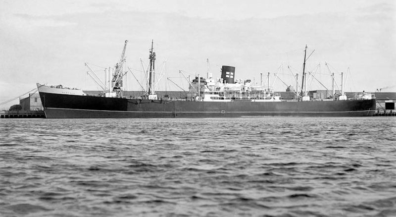 The 11,272grt Norfolk was built in 1947 by John Brown at Clydebank. She became Hauraki in 1953. On Christmas Day 1973 she arrived at Kaohsiung to be broken up by Chin Tai Steel Ltd.