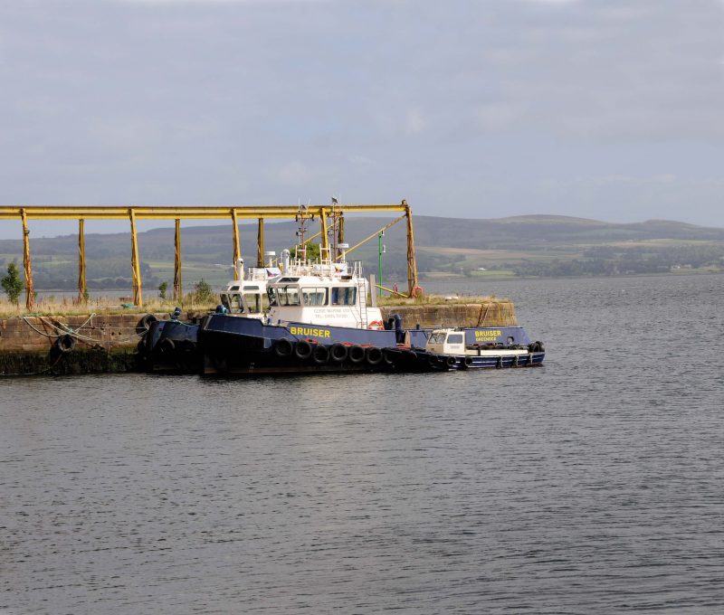 The 135gt Clyde Marine Tug Bruiser was built in 2007 by Tczew Shipyard in Poland. She is seen here at Greenock with the company’s launch Terrier in the foreground.