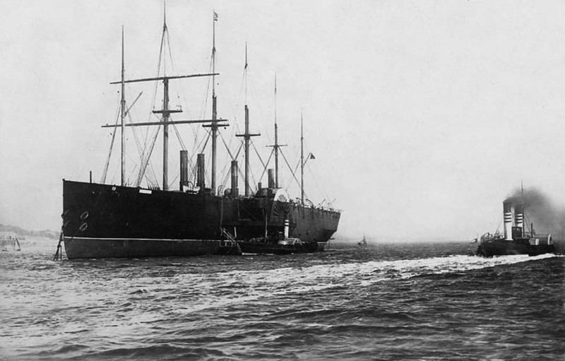 On her way to the breakers yard on the Mersey in 1888. This is one of the last photographs of the Great Eastern before she was broken up.