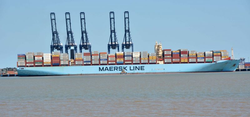 The 194,849gt Mary Maersk, one of the ‘Triple E’ class of Maersk Line. She was built in 2013 by Daewoo at Okpo, South Korea and can carry 18,300 TEU.