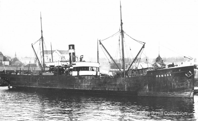 807grt Pomona was built in 1896 by Rijkee at Rotterdam. In 1919 she joined the Latvian Government as Weesturs, and in 1924 she was sold to T. Walker & Co. of Hull and renamed Patrino. Later that year she joined E. Beyer as Uhl, and in 1927 she moved to Ivers & Arlt as Samland. She survived until 1953 when she was broken up at Lubeck, arriving there on 24th March.