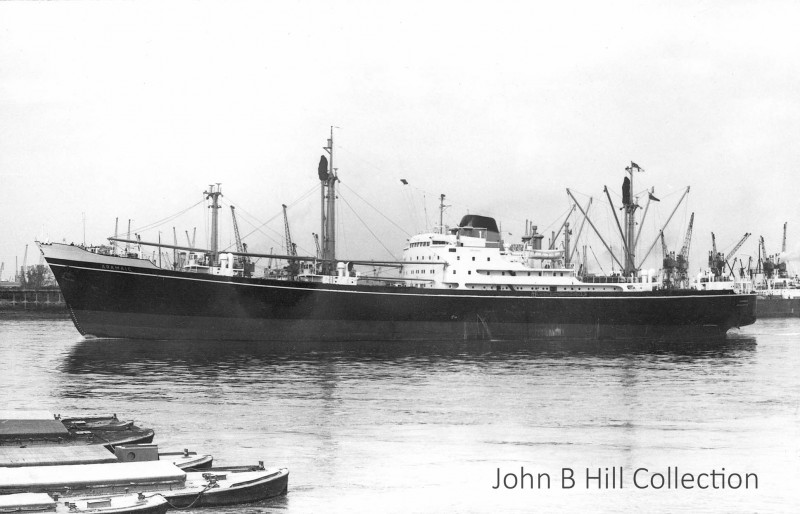 The 6,553grt Aramaic was built in 1957 by Bremer Vulkan at Vegesack. In 1968 she was transferred to Pacific Steam Navigation Co. and renamed Oropesa. For a brief period in 1970 she sailed as Pacific Exporter before reverting to Oropesa. In 1972 she was sold to Hong Kong Atlantic Shipping and renamed Lantao Island. On 27th September 1982 she arrived at Kaohsiung to be broken up by Shyeh Sheng Huat Steel & Iron Co.